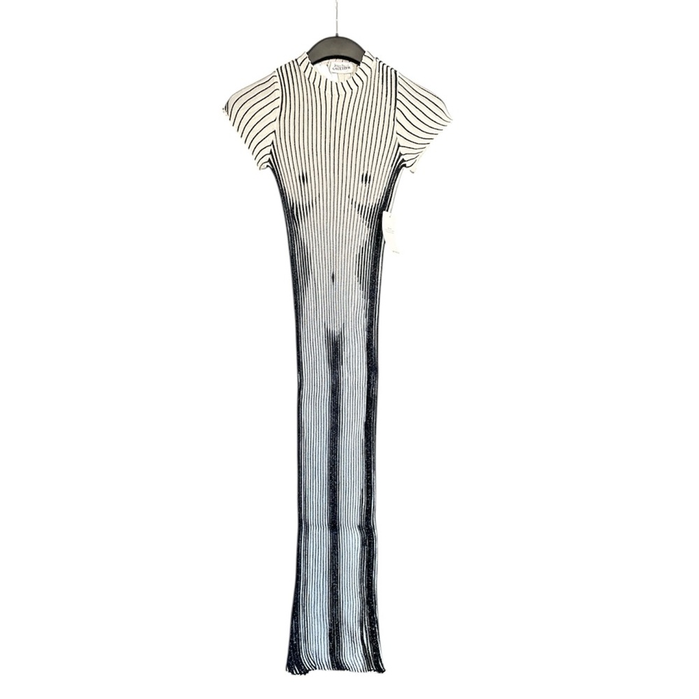 Jean Paul Gaultier Black and White Lurex Metallic Trompe L’oeil Body Knit Dress - Picture 6 of 14